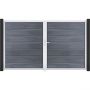 Portail double GroJa Solid Grande à lames emboîtables, gris pierrre co-extrudé