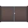 Portail double GroJa Solid pour clôture à lames emboîtables, couleur terra 