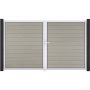 Portail double GroJa Solid pour clôture à lames emboîtables, bi-color sand