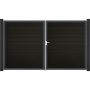 Portail double GroJa Solid pour clôture à lames emboîtables, couleur noir co-extrudé