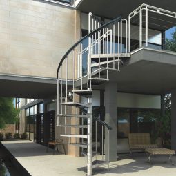 Escalier extérieur colimaçon DOLLE Gardenspin avec marches perforée Escalier rond jusqu'à 399,5 cm de hauteur entre étage, différents diamètre extérieur