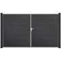 Portail double GroJa BasicLine PVC pour clôture emboîtables, couleur gris anthracite