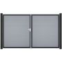 Portail double GroJa BasicLine PVC pour clôture emboîtables, couleur gris argent