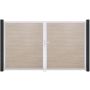 Portail double clôture à lames GroJa BasicLine étroit PVC, couleur sheffield oak