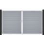 Portail double clôture à lames GroJa BasicLine étroit PVC, couleur gris argent