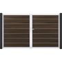 Portail double GroJa Solid Grande Premium à lames emboîtables noyer co-extrudé