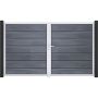Portail double GroJa Solid Grande Premium à lames emboîtables gris pierre co-extrudé