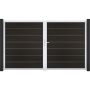 Portail double GroJa Solid Grande Premium à lames emboîtables noir co-extrudé