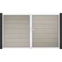 Portail double GroJa Solid Grande Premium à lames emboîtables Bi-Color Sand