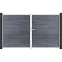 Portail double GroJa Solid Grande à lames emboîtables, gris pierrre co-extrudé