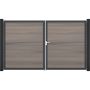 Portail double GroJa Solid pour clôture à lames emboîtables, couleur bi-color co-extrudé