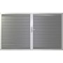 Portail double GroJa Lumino aluminium pour clôture à lames emboîtables, couleur gris argent