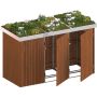 Binto cache poubelle pour 3 poubelles, bois massif avec pot de fleur