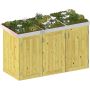 Binto cache poubelle pour 3 poubelles, bois de conifères avec pot de fleur