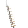 Escalier compact Minka Twister hêtre avec longeron central rampe métallique incluse, hauteur entre étages max. 294 cm